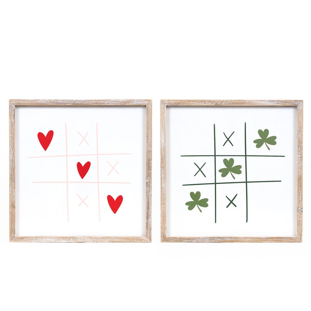 14" Reversible Wood Sign - Heart & Clover Design