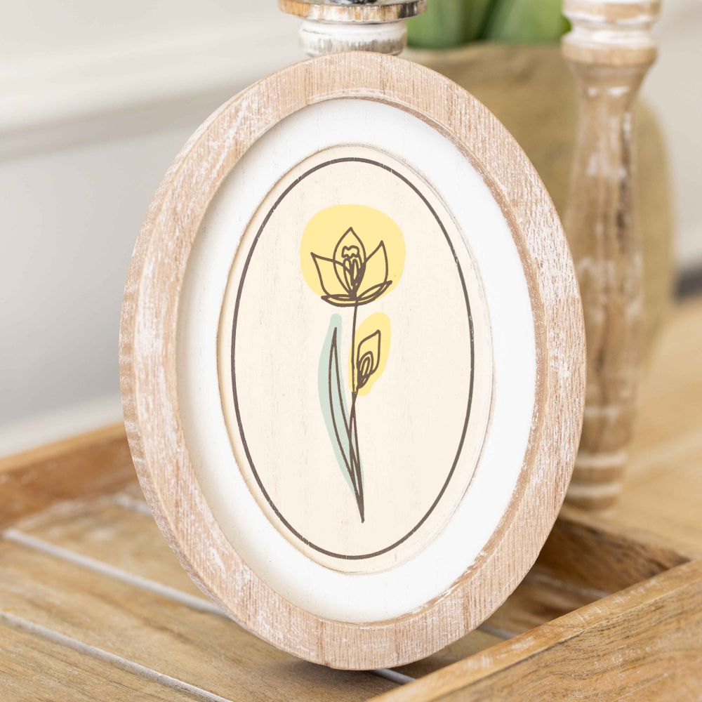 Daffodil Oval Wood Frame Sign - Bunnies & Blooms Collection