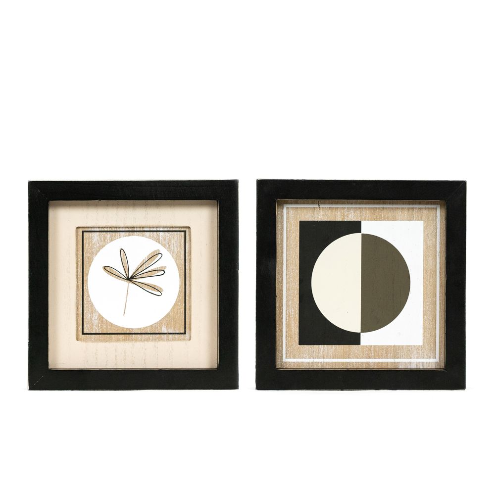 8" x 8" x 1.5" Reversible Wood Wall Art (Stem / Circle)