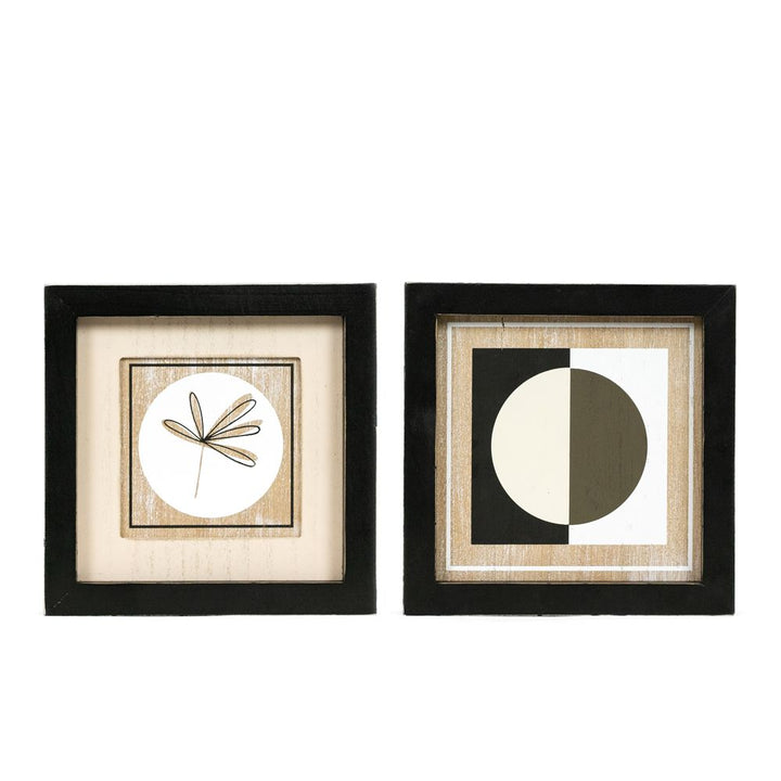 8" x 8" x 1.5" Reversible Wood Wall Art (Stem / Circle)