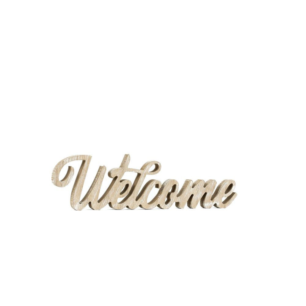 13" Natural Wood Welcome Sign