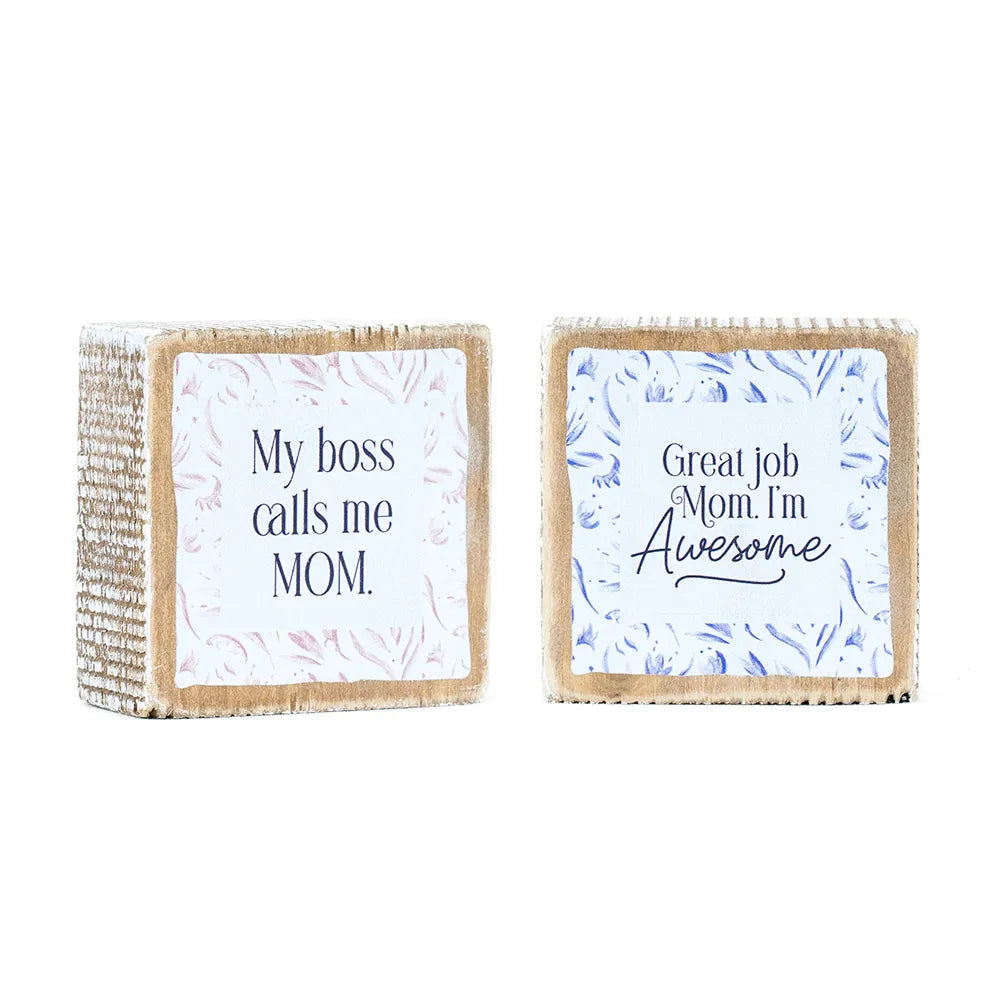 3x3 Reversible Wood Frame Sign — AWESOME / MOM