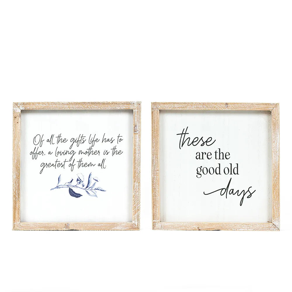 10x10 Reversible Wood Frame Sign — GOOD OLD DAYS / GREATEST GIFT-12624
