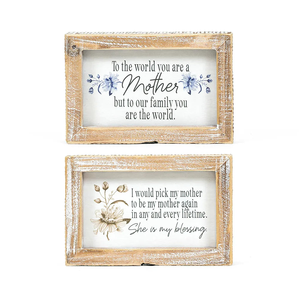 6x4 Reversible Wood Frame Sign — MOTHER / BLESSING-12622