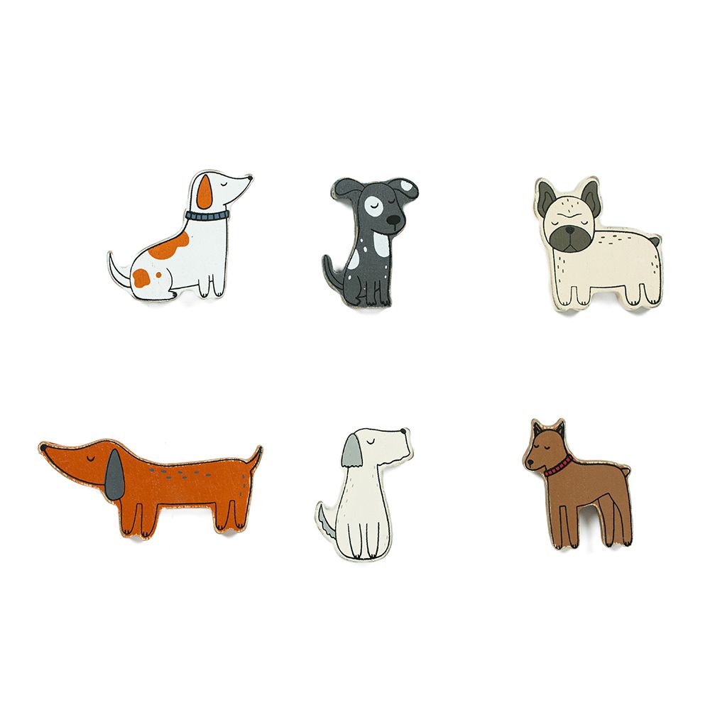 Dog Wood Shapes Set of 6 - Multicolor Decorative Accents