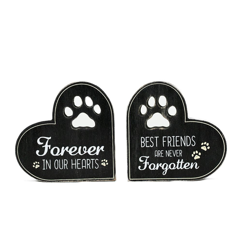 Pet Memorial Wood Block - Hearts & Friends Tribute