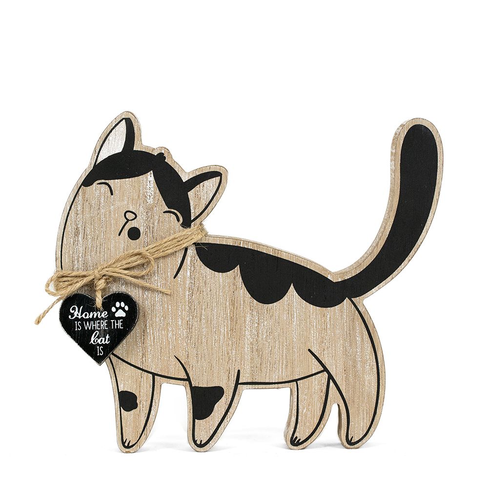 Cat Wood Shape Decor - Multicolor