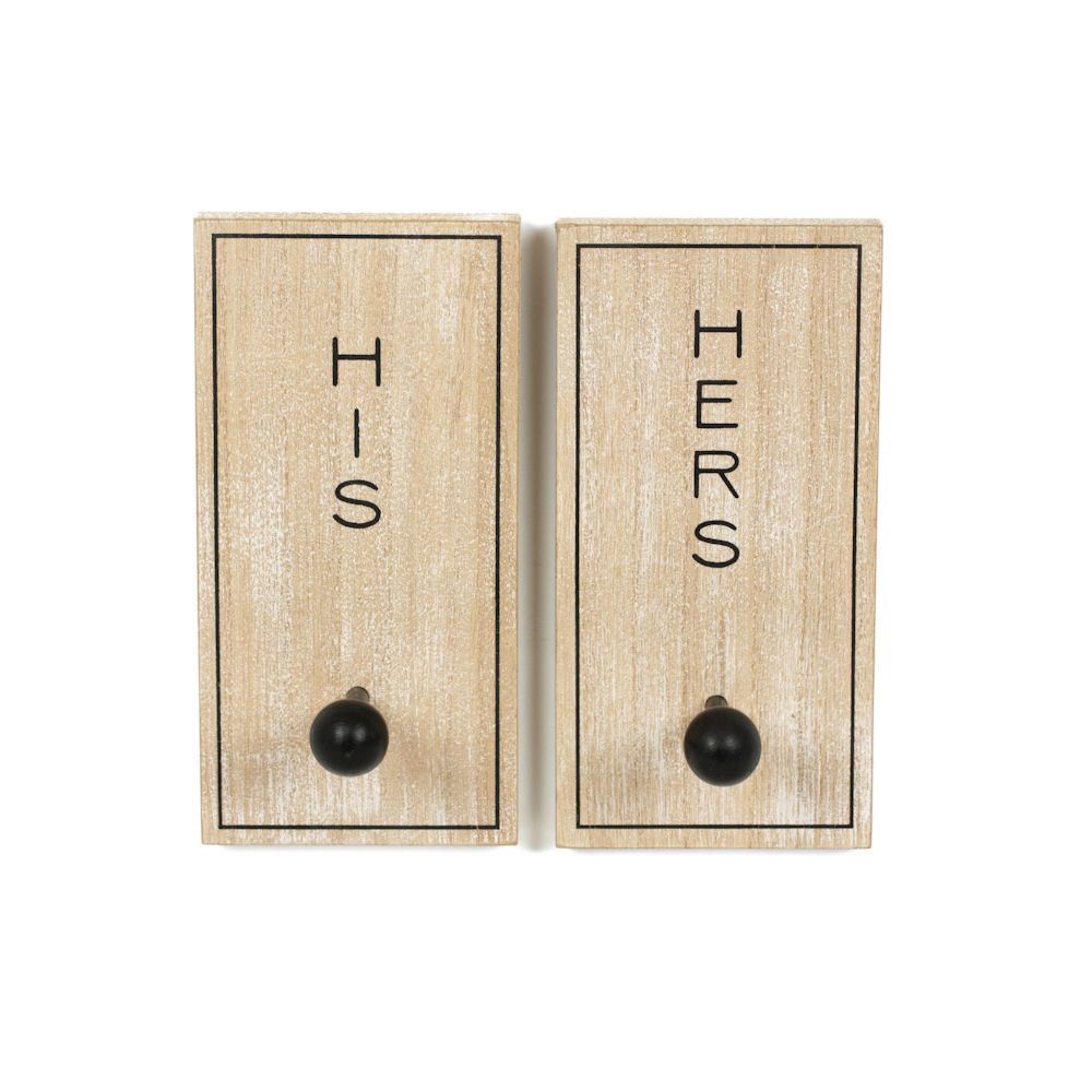 Dwella Decor His & Hers Wood Hookboard Set