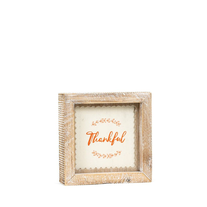 5" x 5" x 1.5" Reversible Wood Frame Sign (Witchy / Thankful)