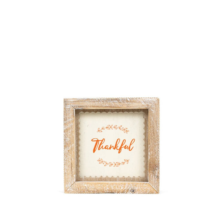5" x 5" x 1.5" Reversible Wood Frame Sign (Witchy / Thankful)
