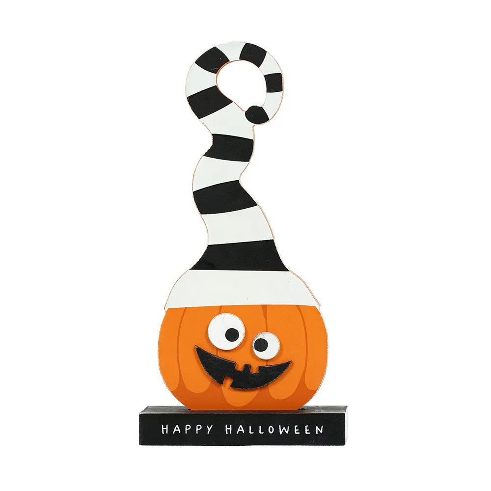 5" x 10" x 2" Wood Pumpkin on Stand