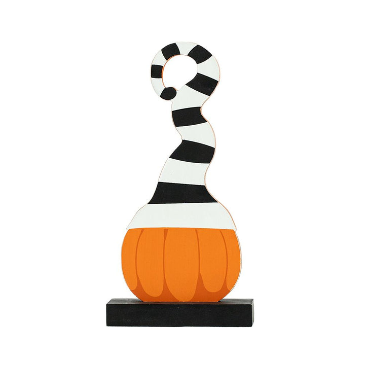 5" x 10" x 2" Wood Pumpkin on Stand