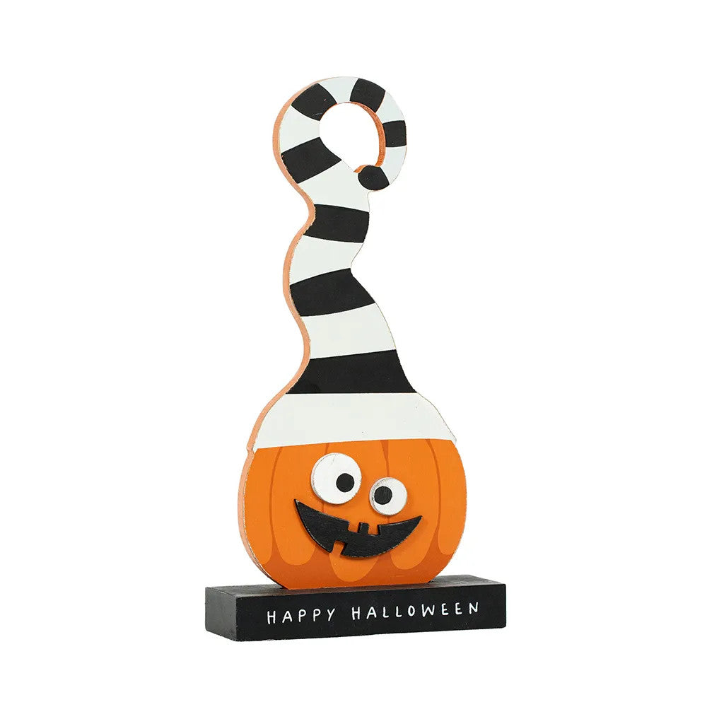 5" x 10" x 2" Wood Pumpkin on Stand