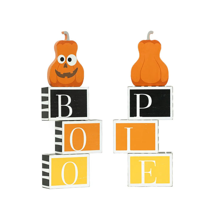 6" x 14" x 1.5" Reversible Wood Blocks (Boo / Pie)