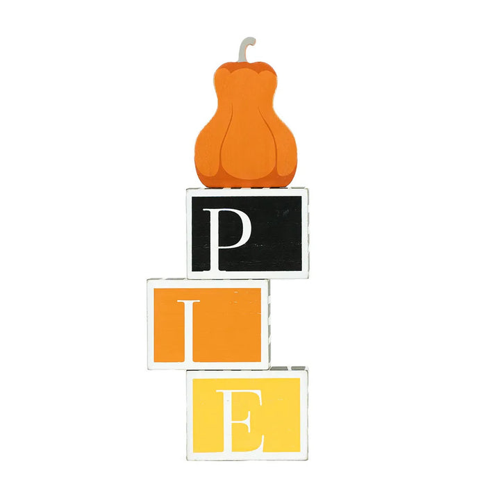 6" x 14" x 1.5" Reversible Wood Blocks (Boo / Pie)