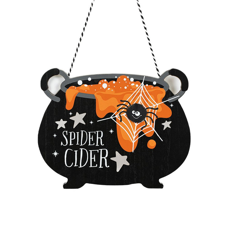 2" x 10" x 0.5" Wood Cauldron Ornament (Spider Cider)