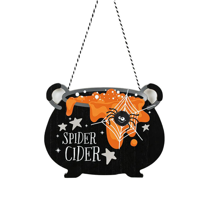 2" x 10" x 0.5" Wood Cauldron Ornament (Spider Cider)