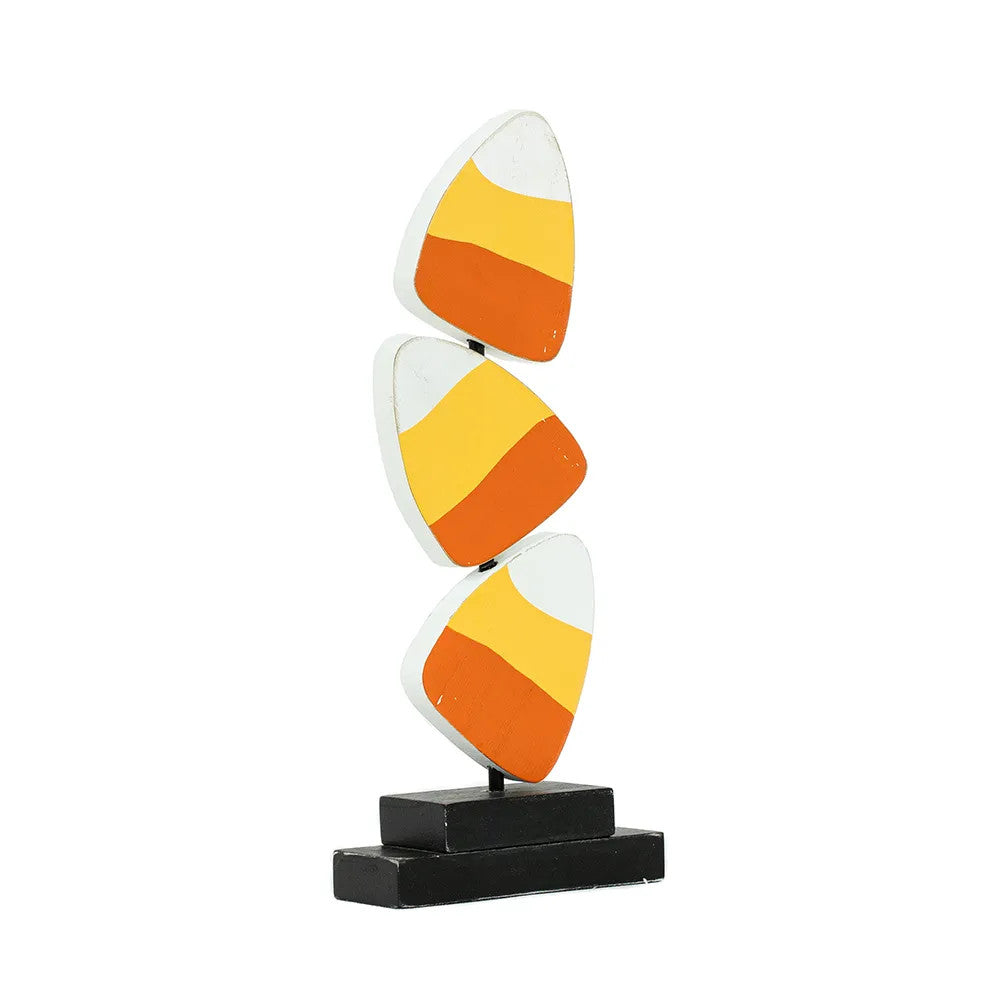 4" x 10" x 1.5" Wood Candy Corn on Stand