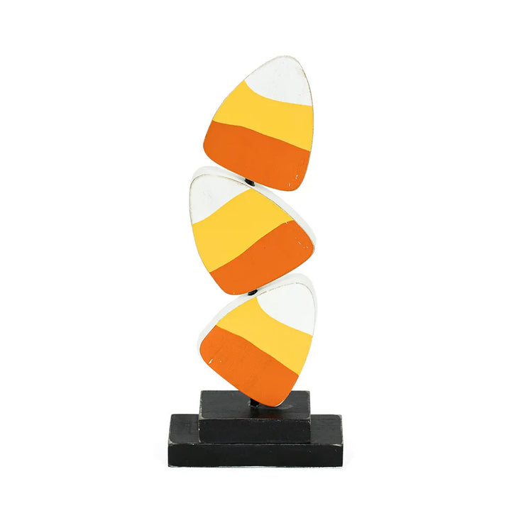 4" x 10" x 1.5" Wood Candy Corn on Stand