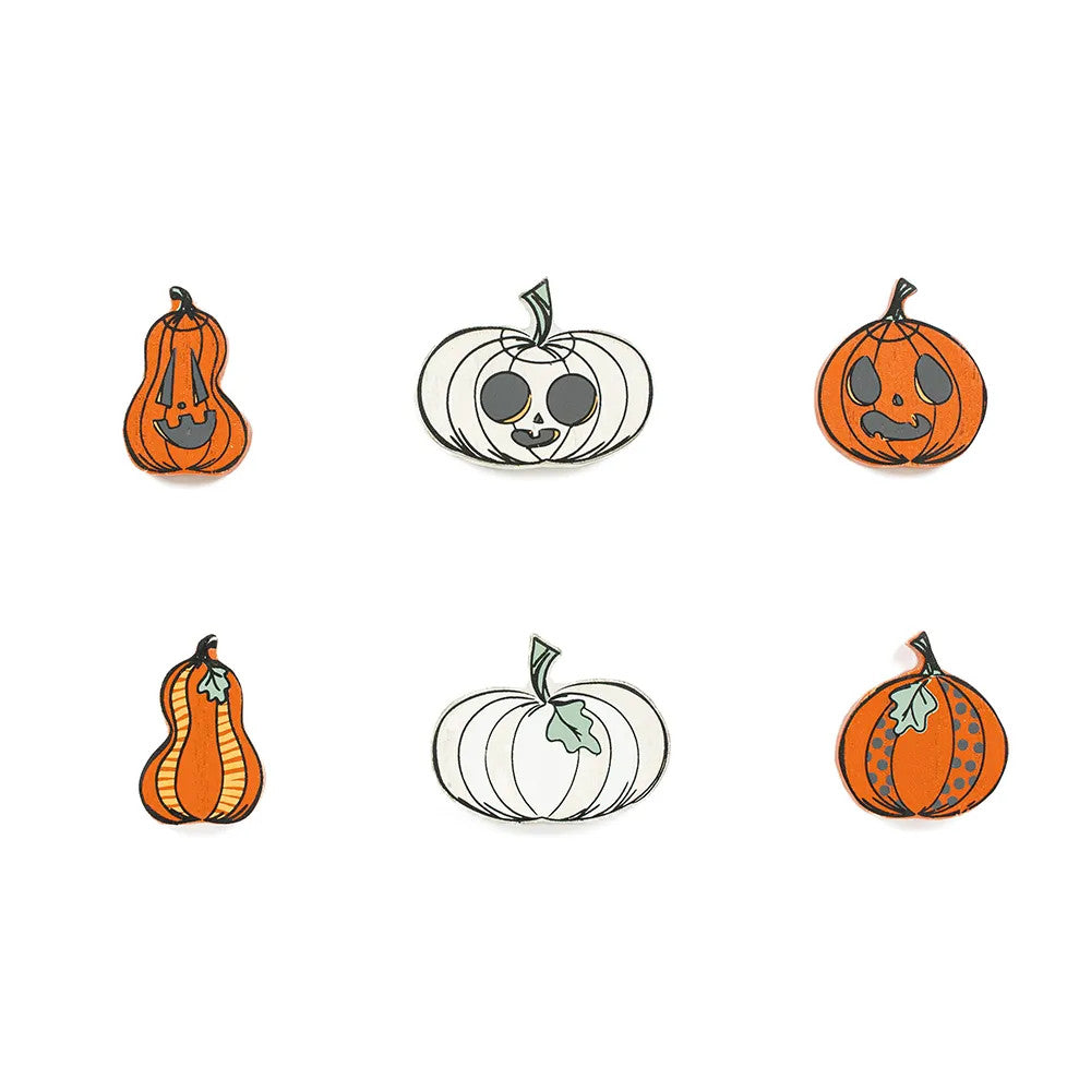 Multicolor Wooden Pumpkins Set of 6