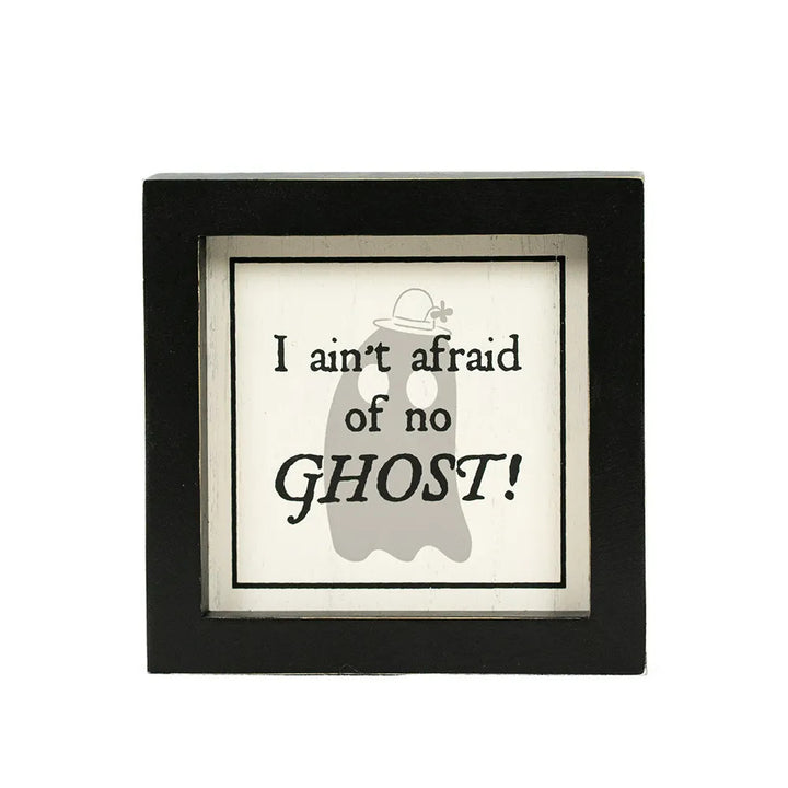 5" x 5" x 1.5" Reversible Wood Frame Wall Art (Ghost / Afraid)