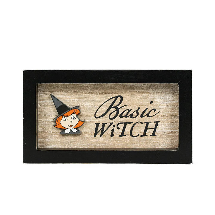 7" x 4" x 1.5" Reversible Wood Frame Sign (Witch / Spice)