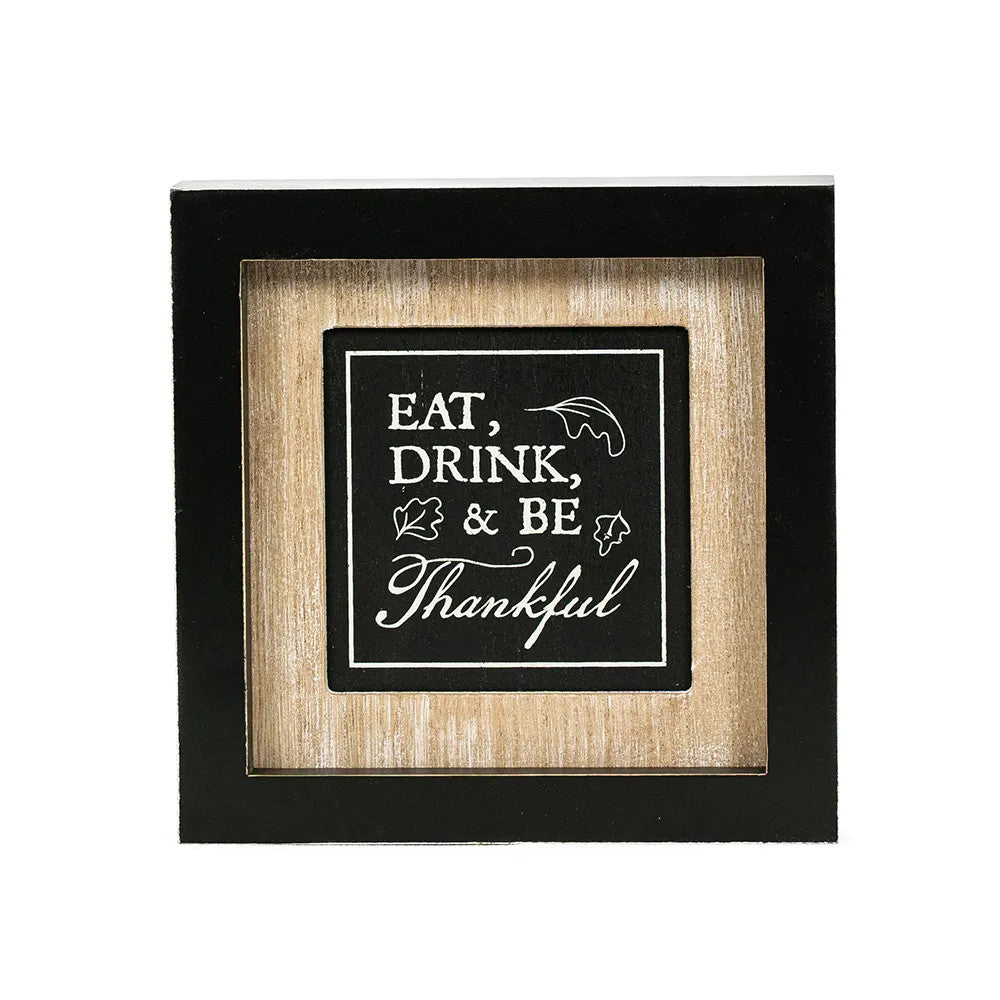 7" x 7" x 1.5" Reversible Wood Frame Sign (Treats / Eat)