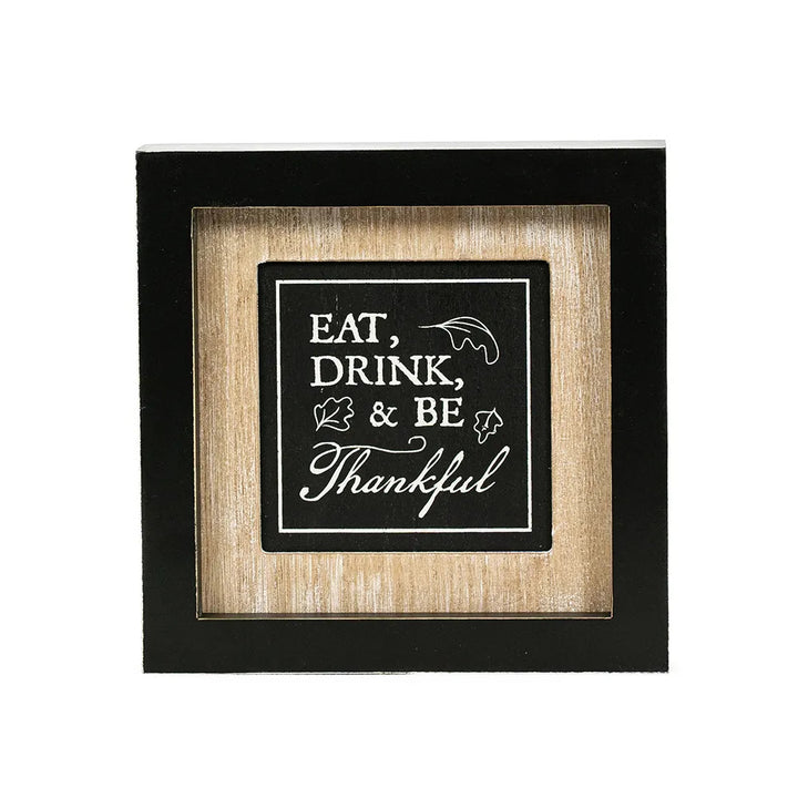 7" x 7" x 1.5" Reversible Wood Frame Sign (Treats / Eat)