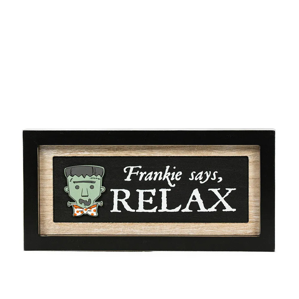 13" x 6" x 1.5" Reversible Wood Frame Wall Art (Relax / Leaves)