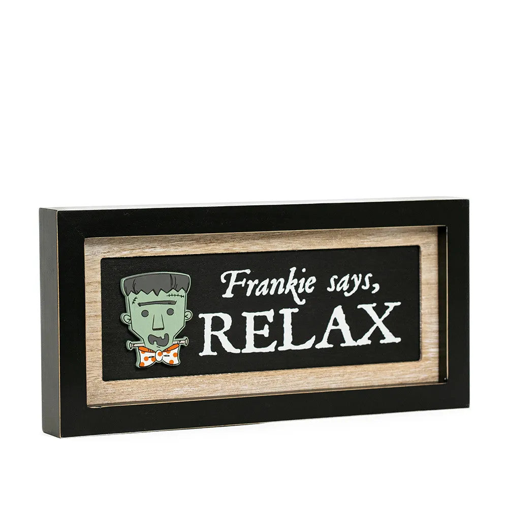 13" x 6" x 1.5" Reversible Wood Frame Wall Art (Relax / Leaves)