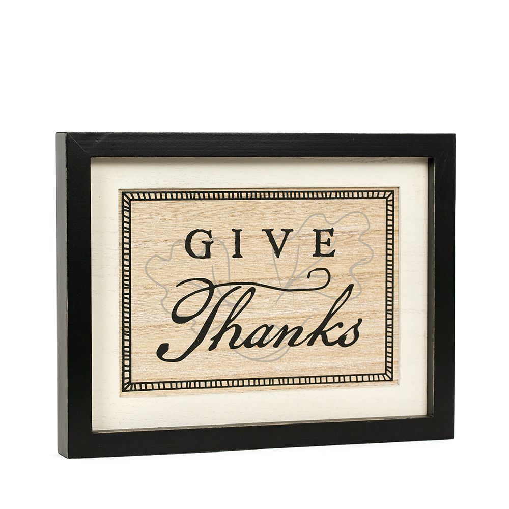 13" x 10" x 1.5" Reversible Wood Frame Sign (Spooky / Thanks).