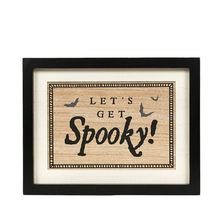 13" x 10" x 1.5" Reversible Wood Frame Sign (Spooky / Thanks).