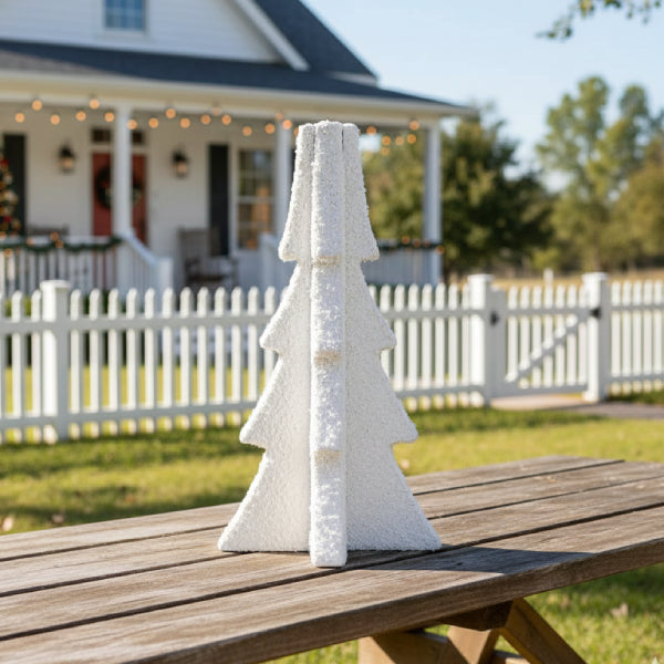 Christmas Wood Cutout Tree in White