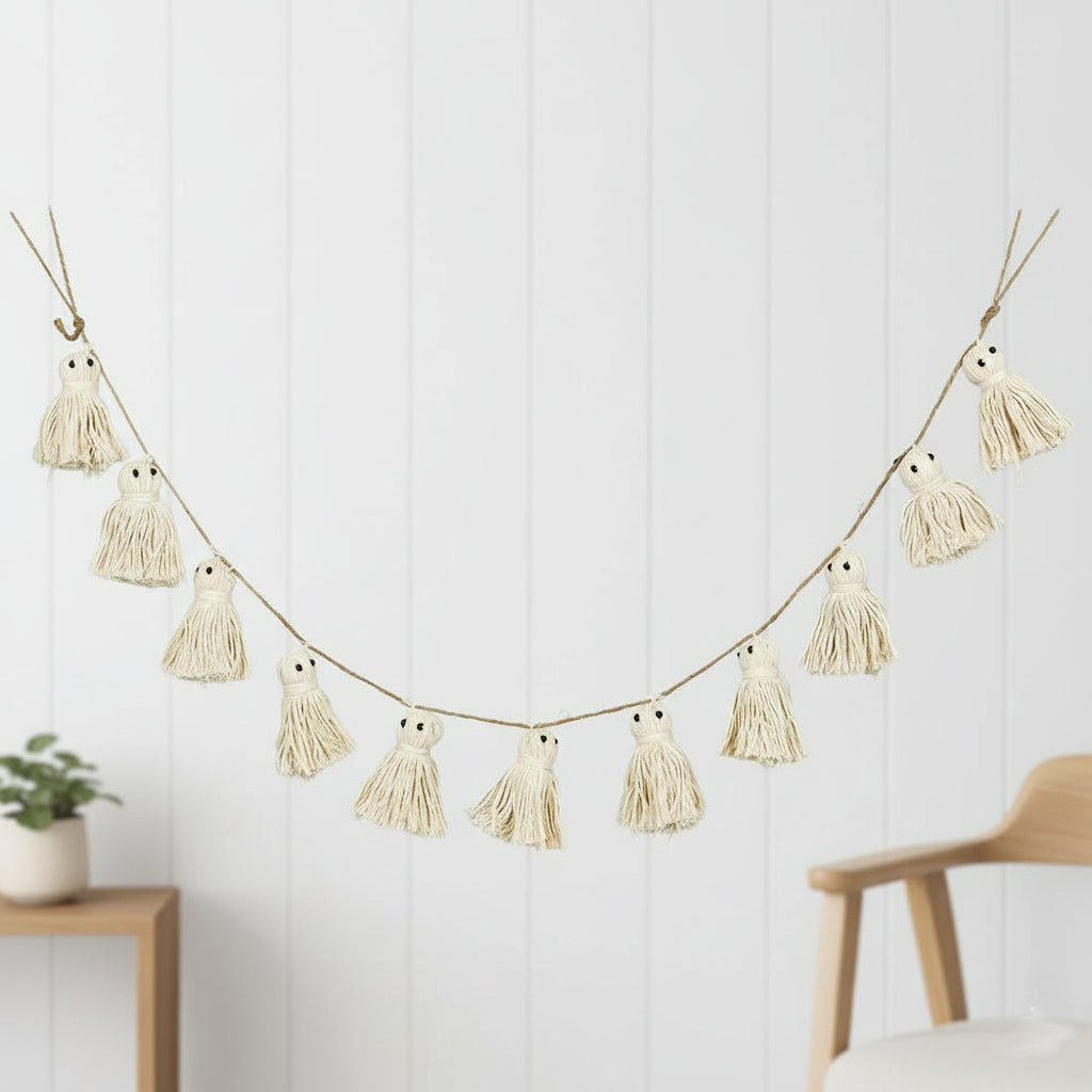 60" Ghost Halloween Garland in Black and White