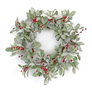 Mistletoe Wreath with Berries - 18-Inch Green & Red