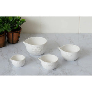 White Cottage Ceramic Measuring Cups Set