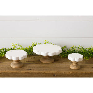 Chippy Floral Shaped Risers Set of 3 - Distressed White Decor Accent