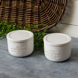 White Ceramic Salt and Pepper Cellar Set